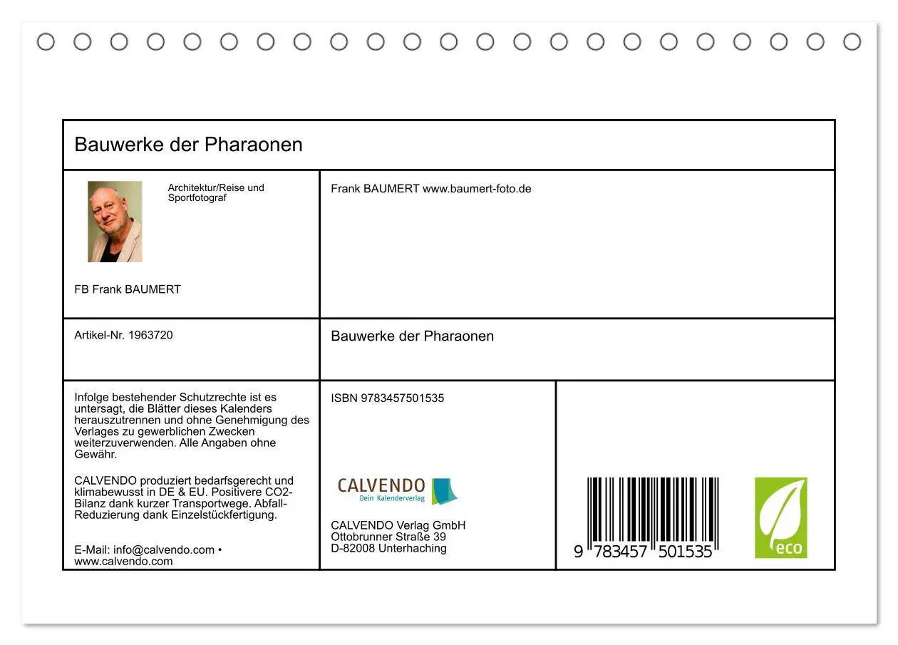 Bild: 9783457501535 | Bauwerke der Pharaonen (Tischkalender 2026 DIN A5 quer), CALVENDO...