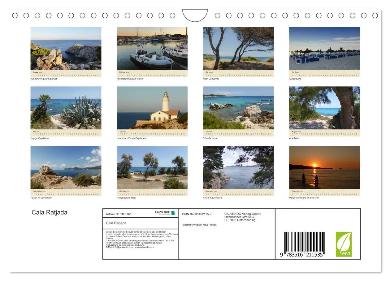 Bild: 9783516211535 | Cala Ratjada (Wandkalender 2026 DIN A4 quer), CALVENDO Monatskalender
