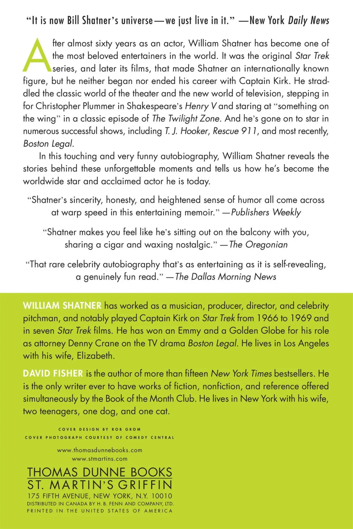 Rückseite: 9780312561635 | Up Till Now | The Autobiography | William Shatner | Taschenbuch | 2009