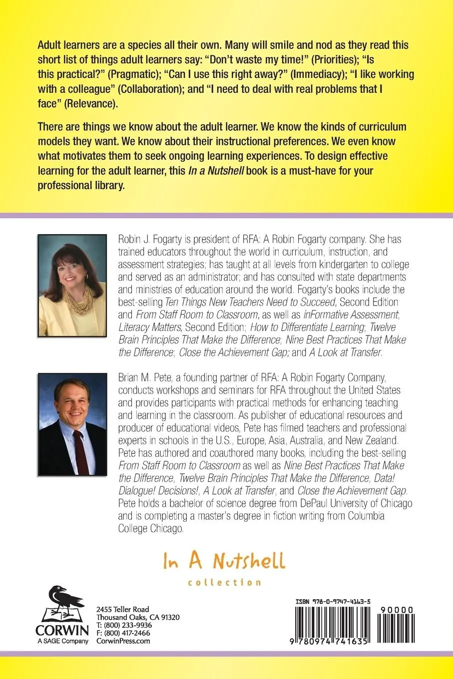 Rückseite: 9780974741635 | The Adult Learner | Some Things We Know | Robin J. Fogarty (u. a.)