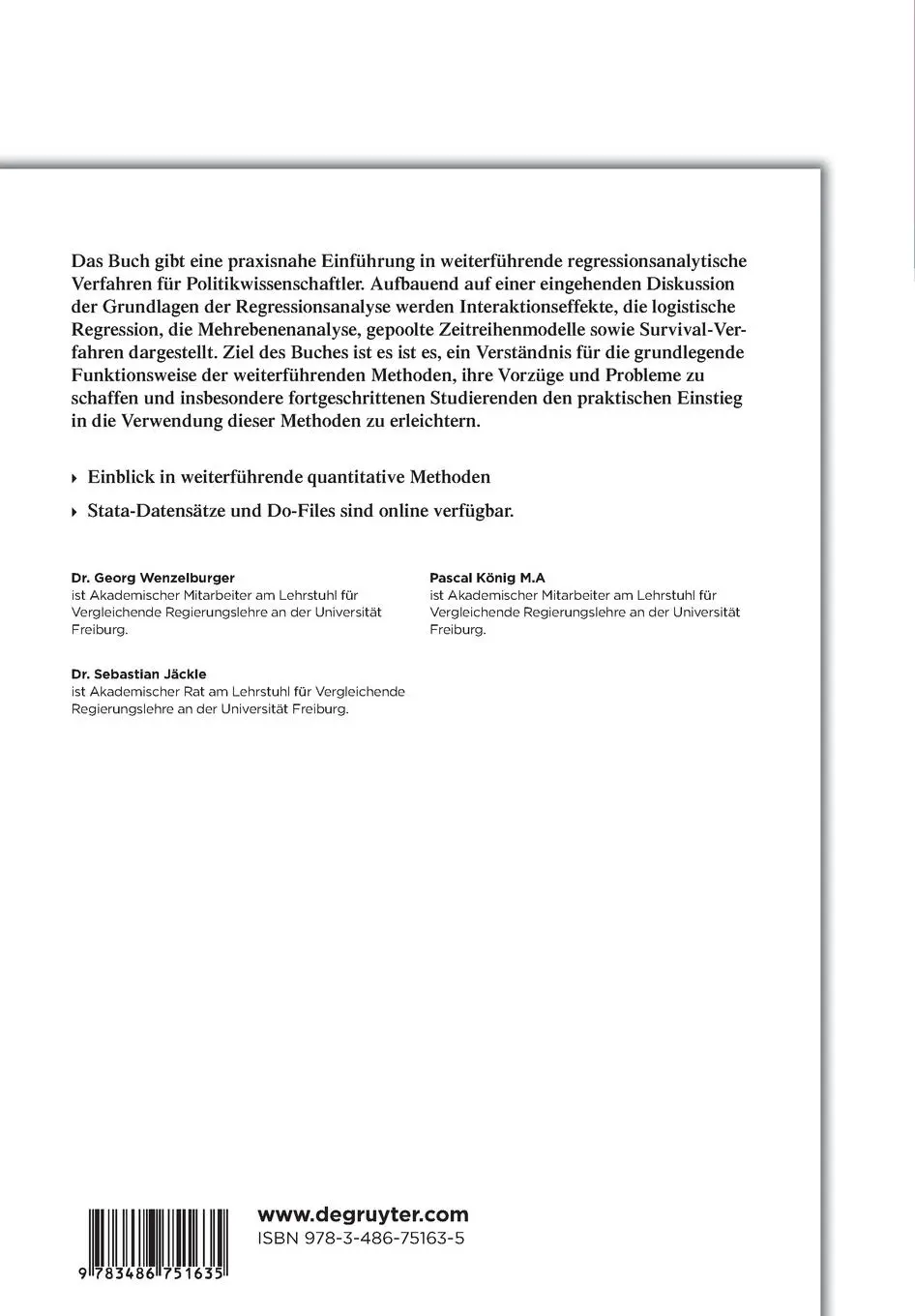 Rückseite: 9783486751635 | Weiterführende statistische Methoden für Politikwissenschaftler | Buch