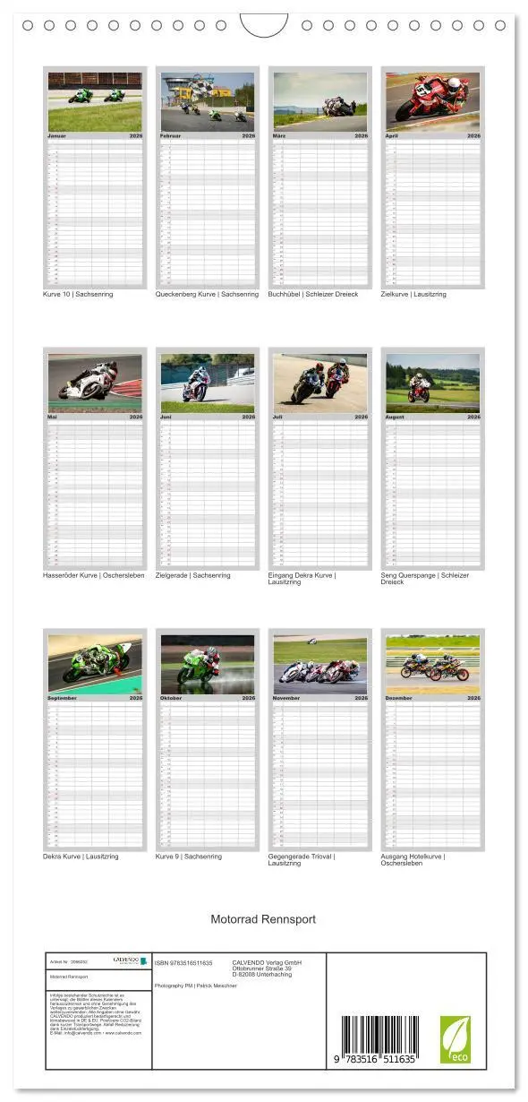 Bild: 9783516511635 | Familienplaner 2026 - Motorrad Rennsport mit 5 Spalten...