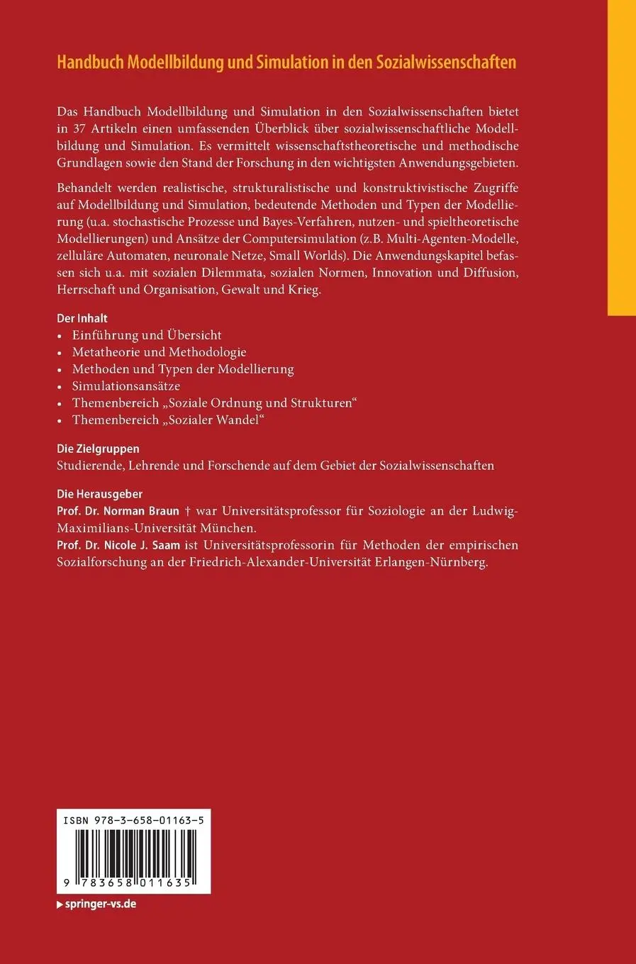 Rückseite: 9783658011635 | Handbuch Modellbildung und Simulation in den Sozialwissenschaften | x