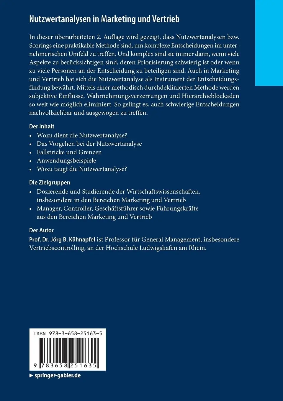Rückseite: 9783658251635 | Nutzwertanalysen in Marketing und Vertrieb | Jörg B. Kühnapfel | Buch