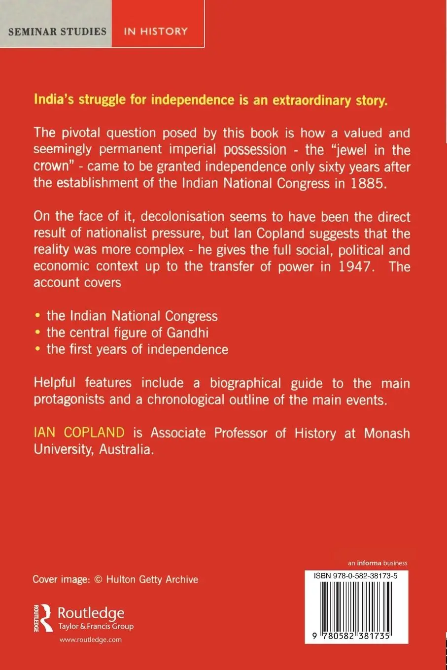 Rückseite: 9780582381735 | India 1885-1947 | The Unmaking of an Empire | Ian Copland | Buch