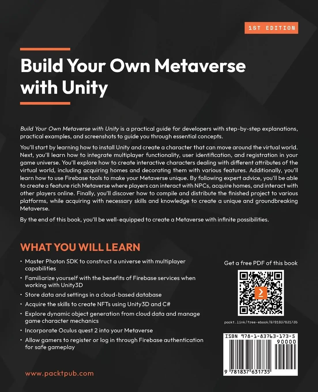 Rückseite: 9781837631735 | Build Your Own Metaverse with Unity | David Cantón Nadales | Buch