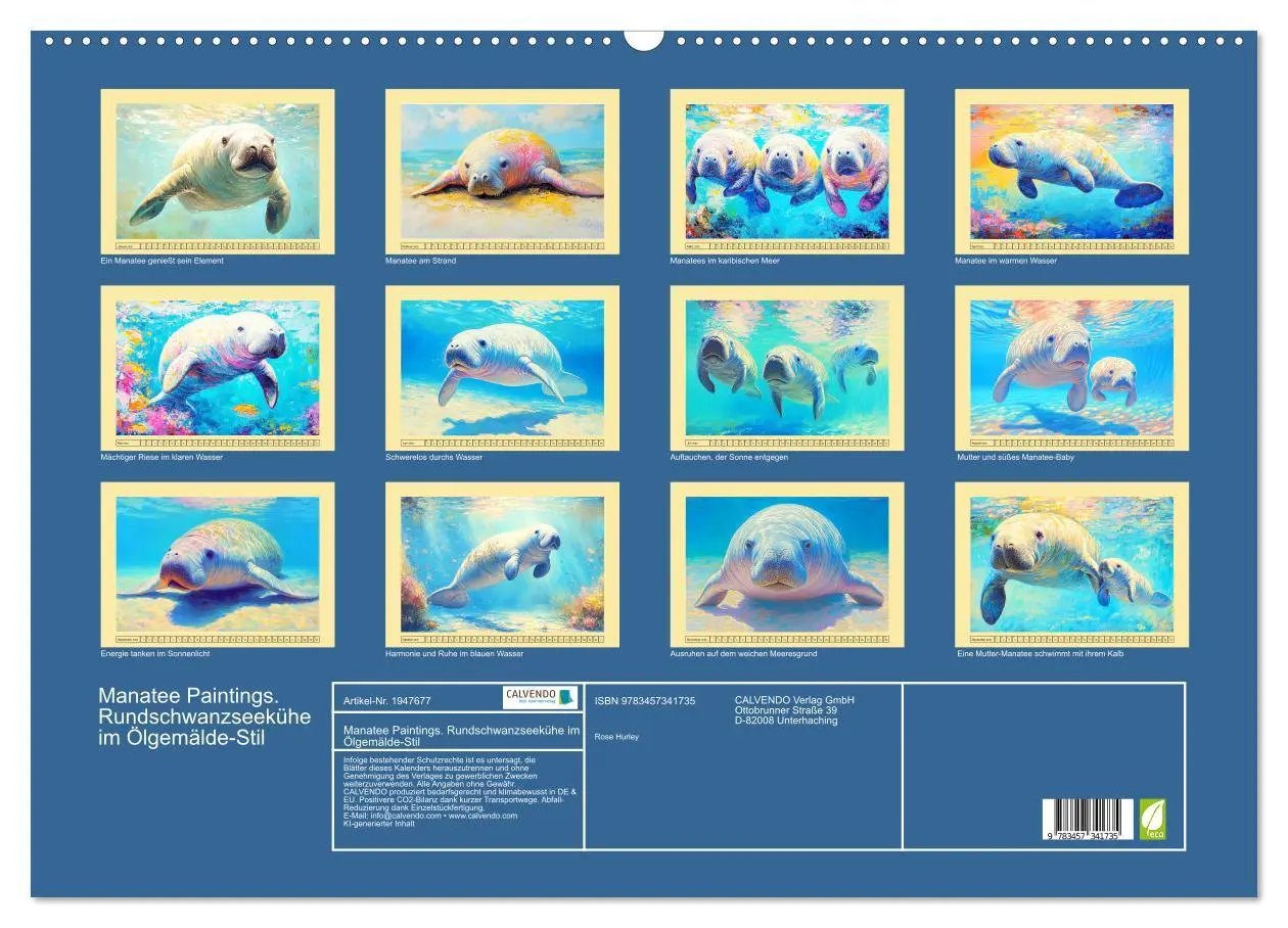 Bild: 9783457341735 | Manatee Paintings. Rundschwanzseekühe im Ölgemälde-Stil...