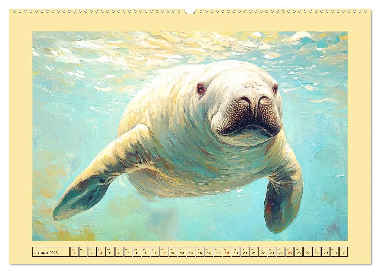 Bild: 9783457341735 | Manatee Paintings. Rundschwanzseekühe im Ölgemälde-Stil...