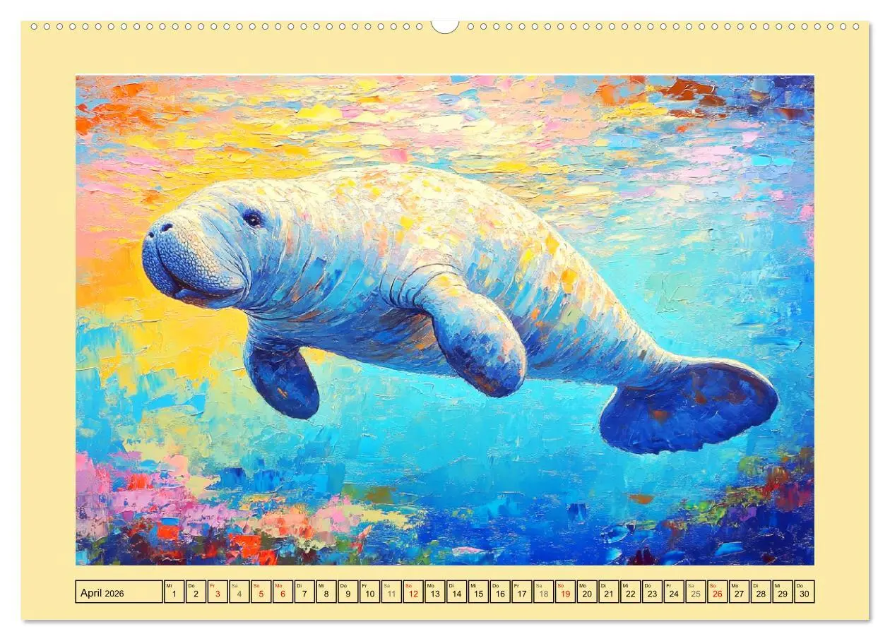 Bild: 9783457341735 | Manatee Paintings. Rundschwanzseekühe im Ölgemälde-Stil...