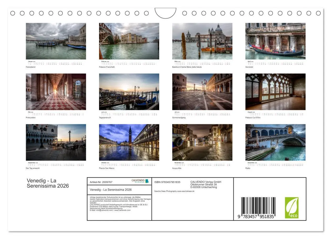 Bild: 9783457951835 | Venedig - La Serenissima 2026 (Wandkalender 2026 DIN A4 quer),...
