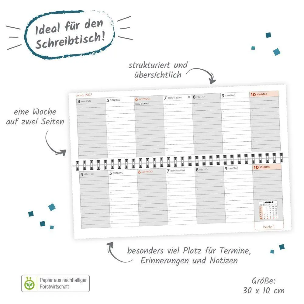 Bild: 4251901511935 | TRÖTSCH - Schreibtischquerkalender 2 (eine Woche 2 Seiten) 2027 | KG
