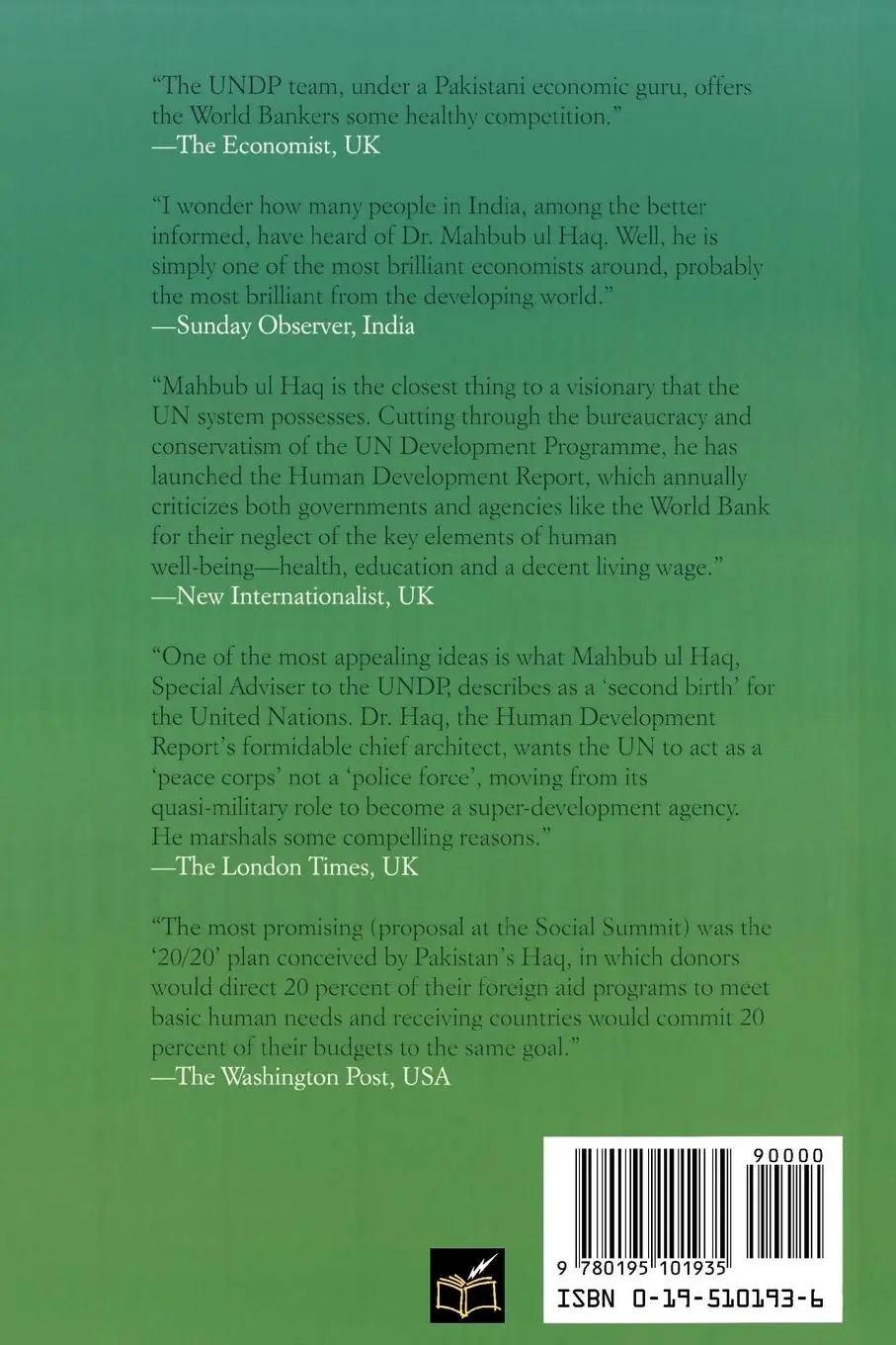 Rückseite: 9780195101935 | Reflections on Human Development | Mahbub Ul Haq | Taschenbuch | 1995