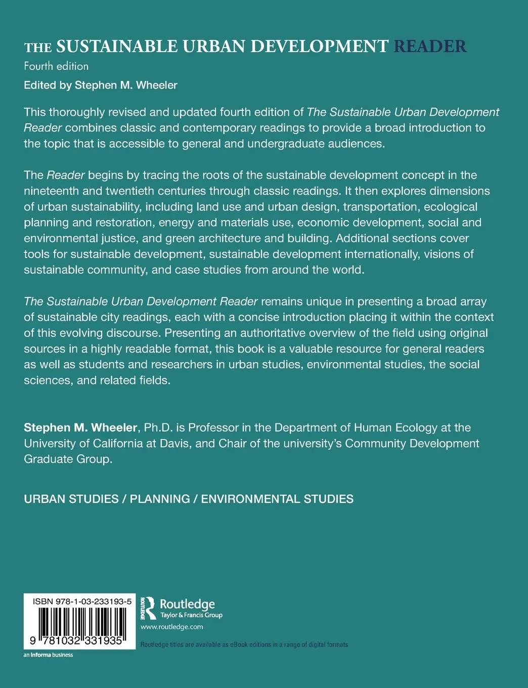 Rückseite: 9781032331935 | The Sustainable Urban Development Reader | Stephen M. Wheeler | Buch