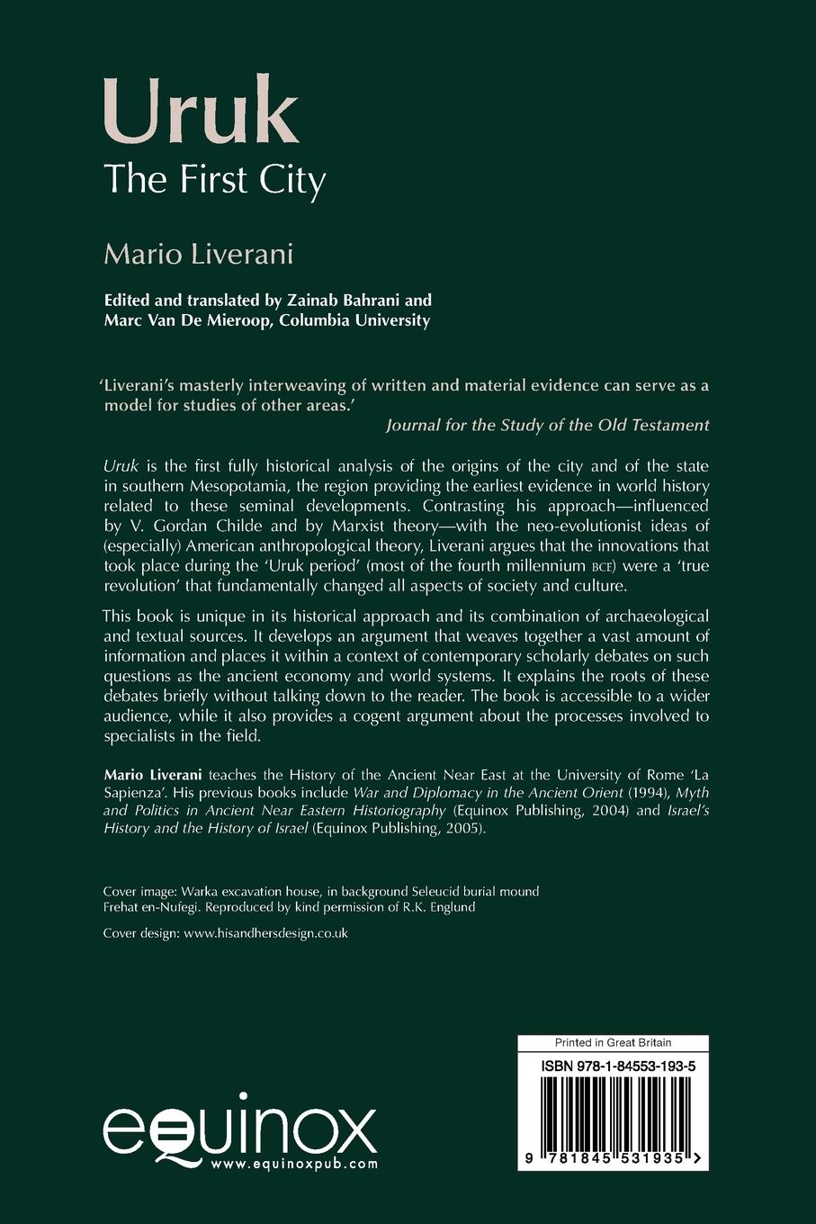 Rückseite: 9781845531935 | Uruk | The First City | Mario Liverani | Taschenbuch | Englisch | 2006