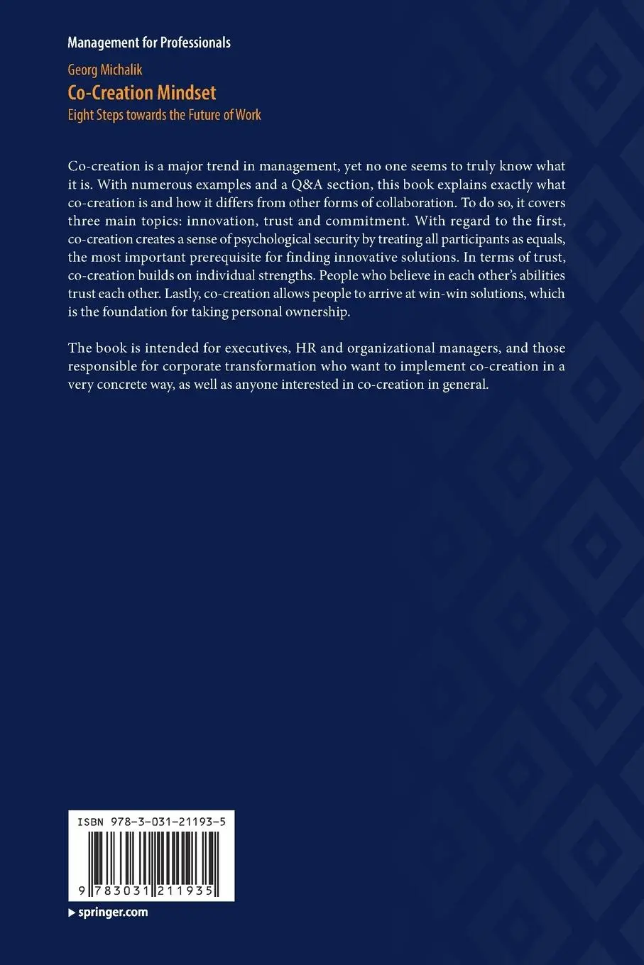 Rückseite: 9783031211935 | Co-Creation Mindset | Eight Steps towards the Future of Work | Buch