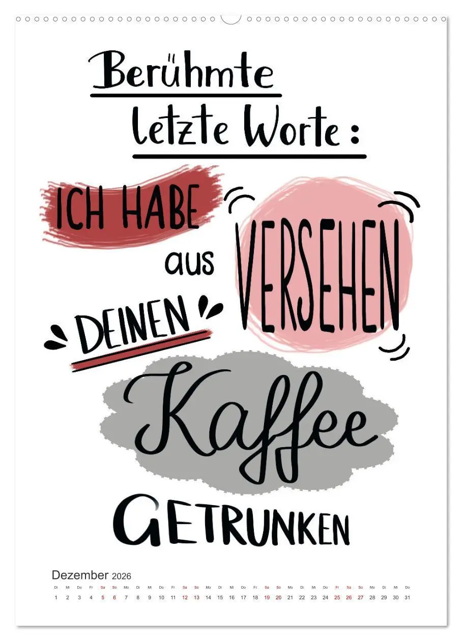 Bild: 9783516341935 | Kaffee liebt dich (Wandkalender 2026 DIN A2 hoch), CALVENDO...