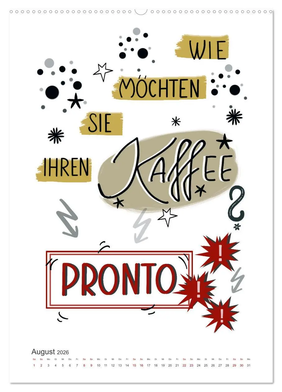 Bild: 9783516341935 | Kaffee liebt dich (Wandkalender 2026 DIN A2 hoch), CALVENDO...