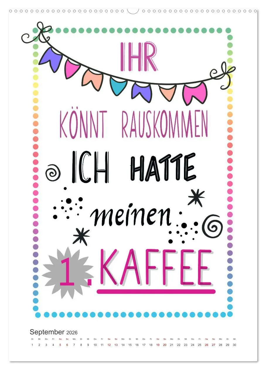 Bild: 9783516341935 | Kaffee liebt dich (Wandkalender 2026 DIN A2 hoch), CALVENDO...