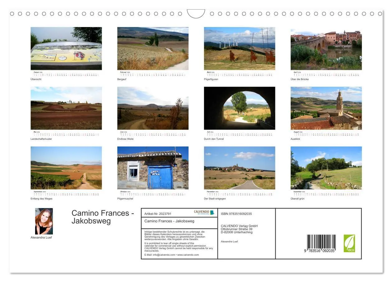 Bild: 9783516092035 | Camino Frances - Jakobsweg (Wandkalender 2026 DIN A3 quer),...