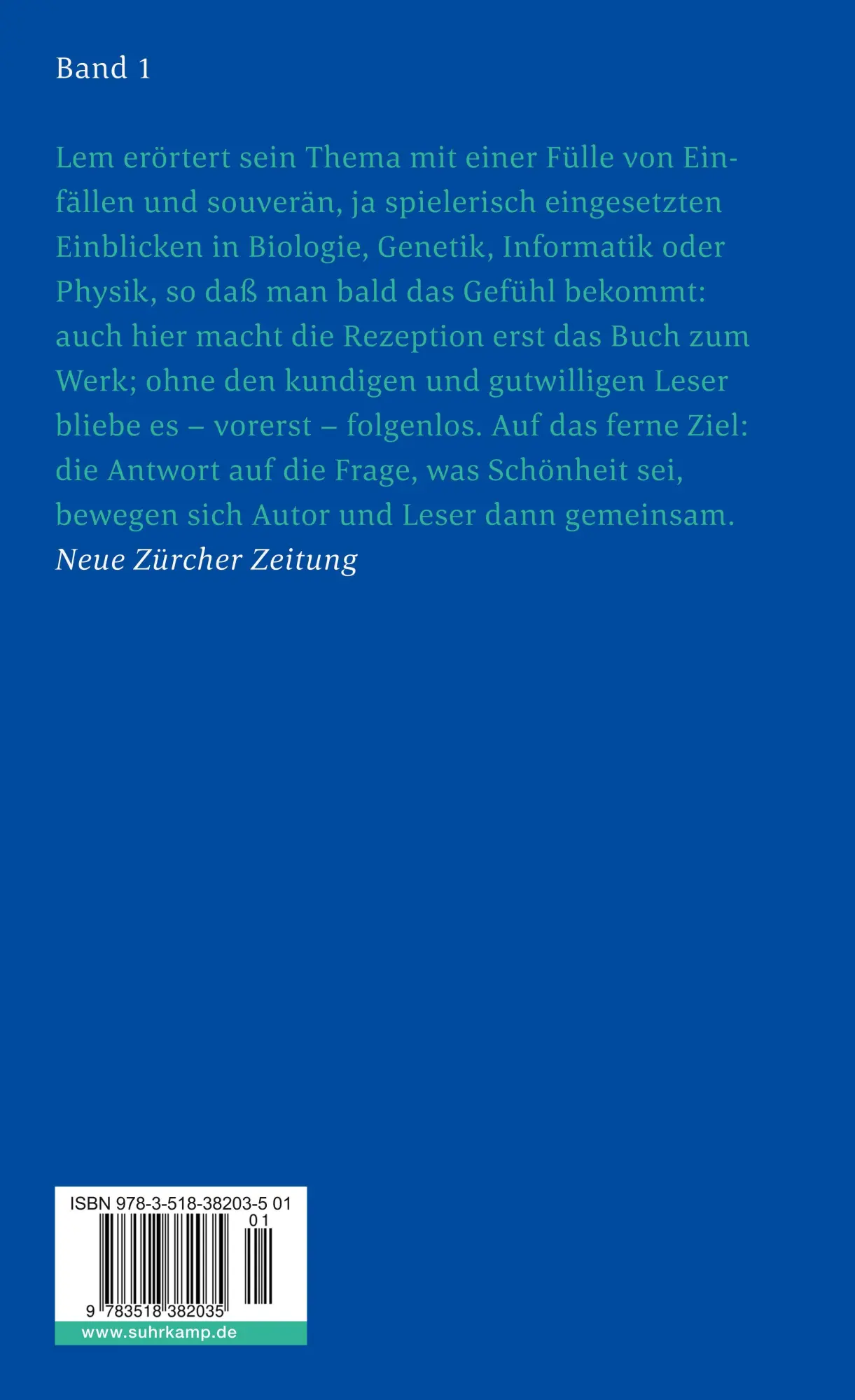 Rückseite: 9783518382035 | Philosophie des Zufalls | Stanis¿aw Lem | Taschenbuch | Deutsch | 1989