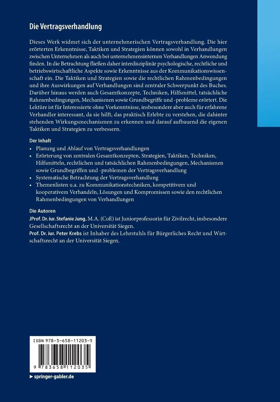 Rückseite: 9783658112035 | Die Vertragsverhandlung | Peter Krebs (u. a.) | Taschenbuch | xiii