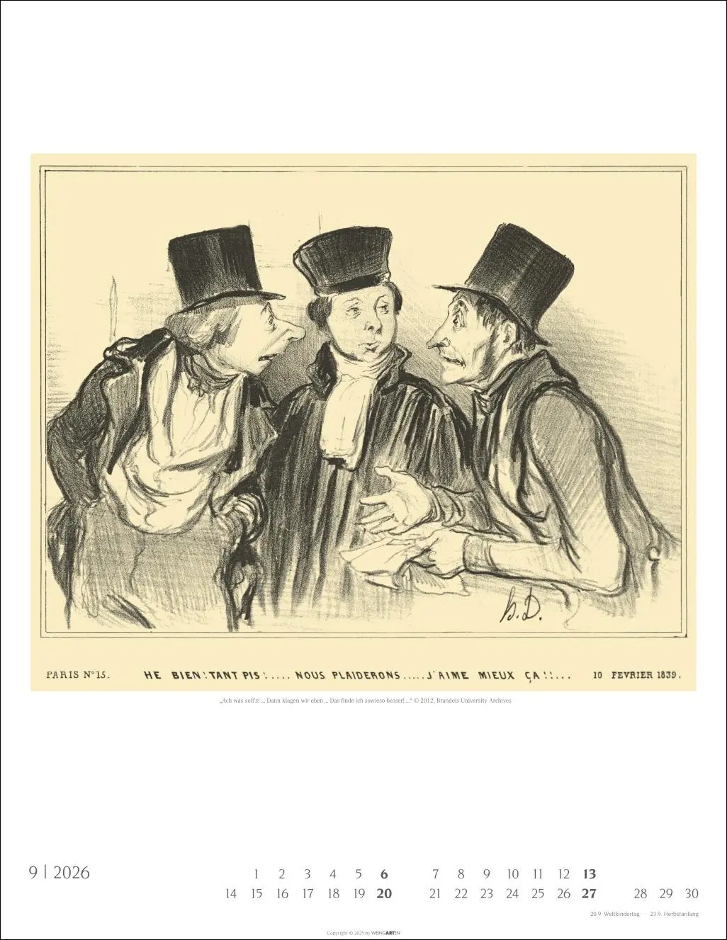 Bild: 9783839902035 | Honoré Daumier: Die Juristen Kalender 2026 | Honoré Daumier | Kalender