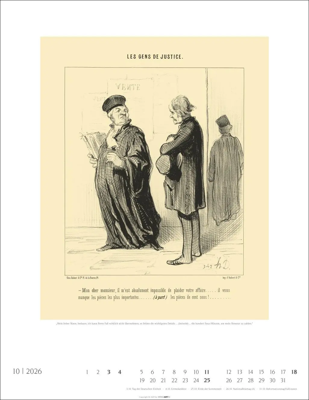 Bild: 9783839902035 | Honoré Daumier: Die Juristen Kalender 2026 | Honoré Daumier | Kalender
