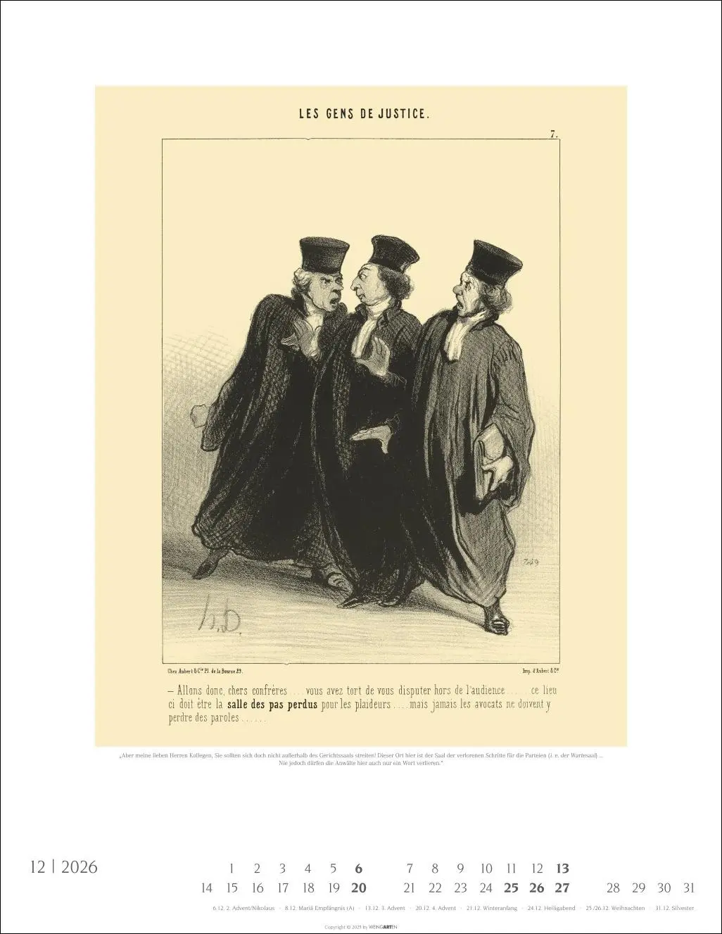 Bild: 9783839902035 | Honoré Daumier: Die Juristen Kalender 2026 | Honoré Daumier | Kalender