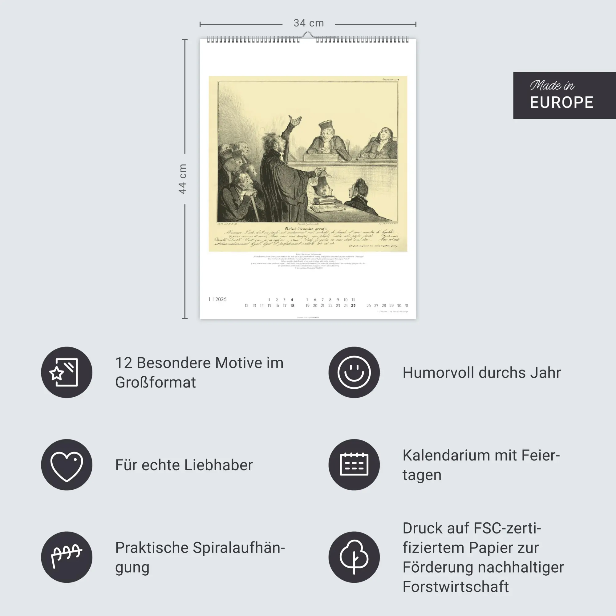 Bild: 9783839902035 | Honoré Daumier: Die Juristen Kalender 2026 | Honoré Daumier | Kalender