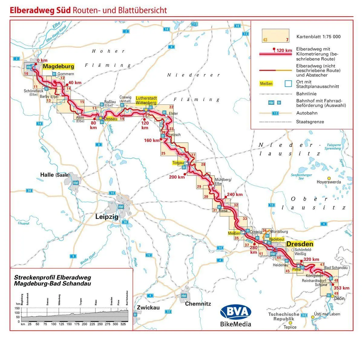 Bild: 9783969902035 | BVA ADFC Radreiseführer Elberadweg Süd | Otmar Steinbicker | 110 S.
