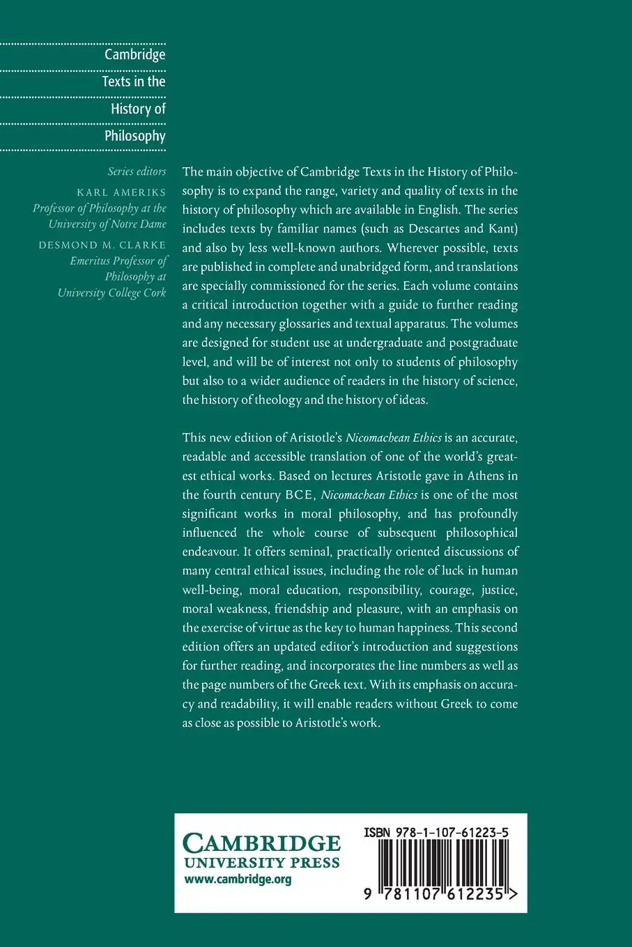 Rückseite: 9781107612235 | Aristotle | Nicomachean Ethics | Aristotle | Taschenbuch | Englisch
