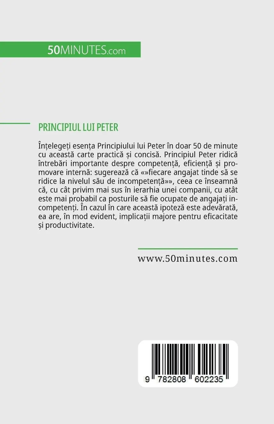 Rückseite: 9782808602235 | Principiul lui Peter | Spune NU incompeten¿ei la locul de munc¿ | Buch