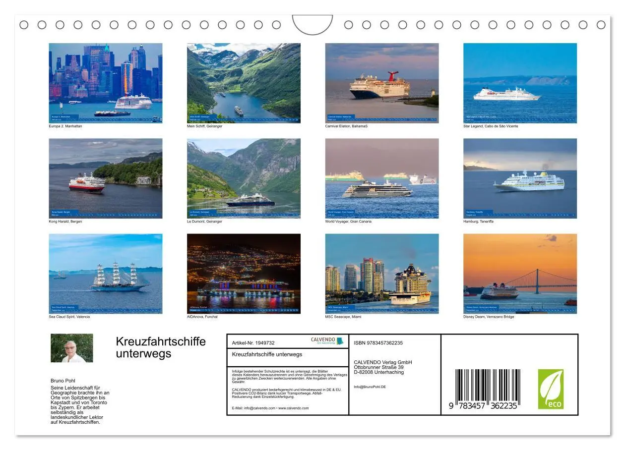 Bild: 9783457362235 | Kreuzfahrtschiffe unterwegs (Wandkalender 2026 DIN A4 quer),...