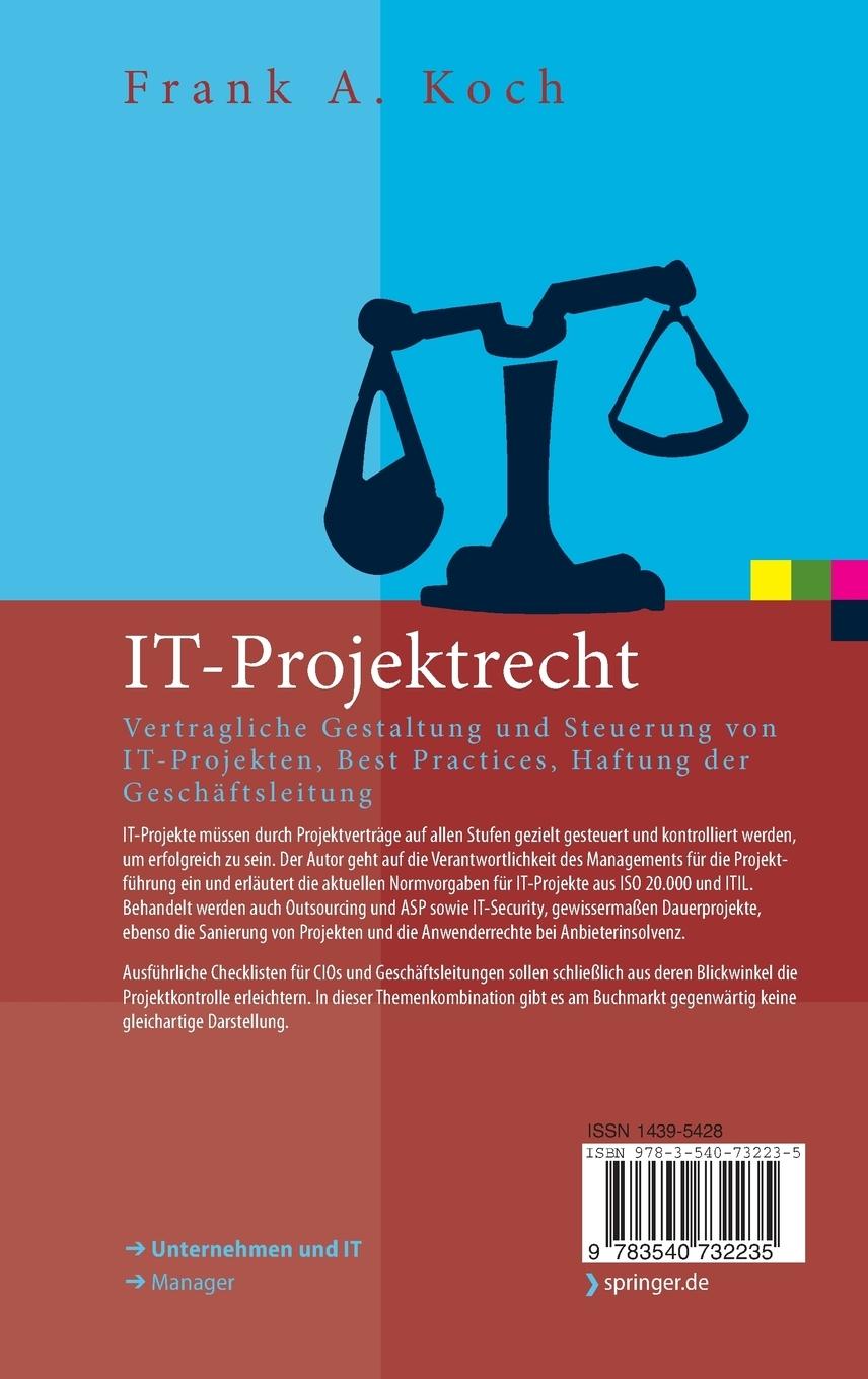 Rückseite: 9783540732235 | IT-Projektrecht | Frank Koch | Buch | xv | Deutsch | 2007