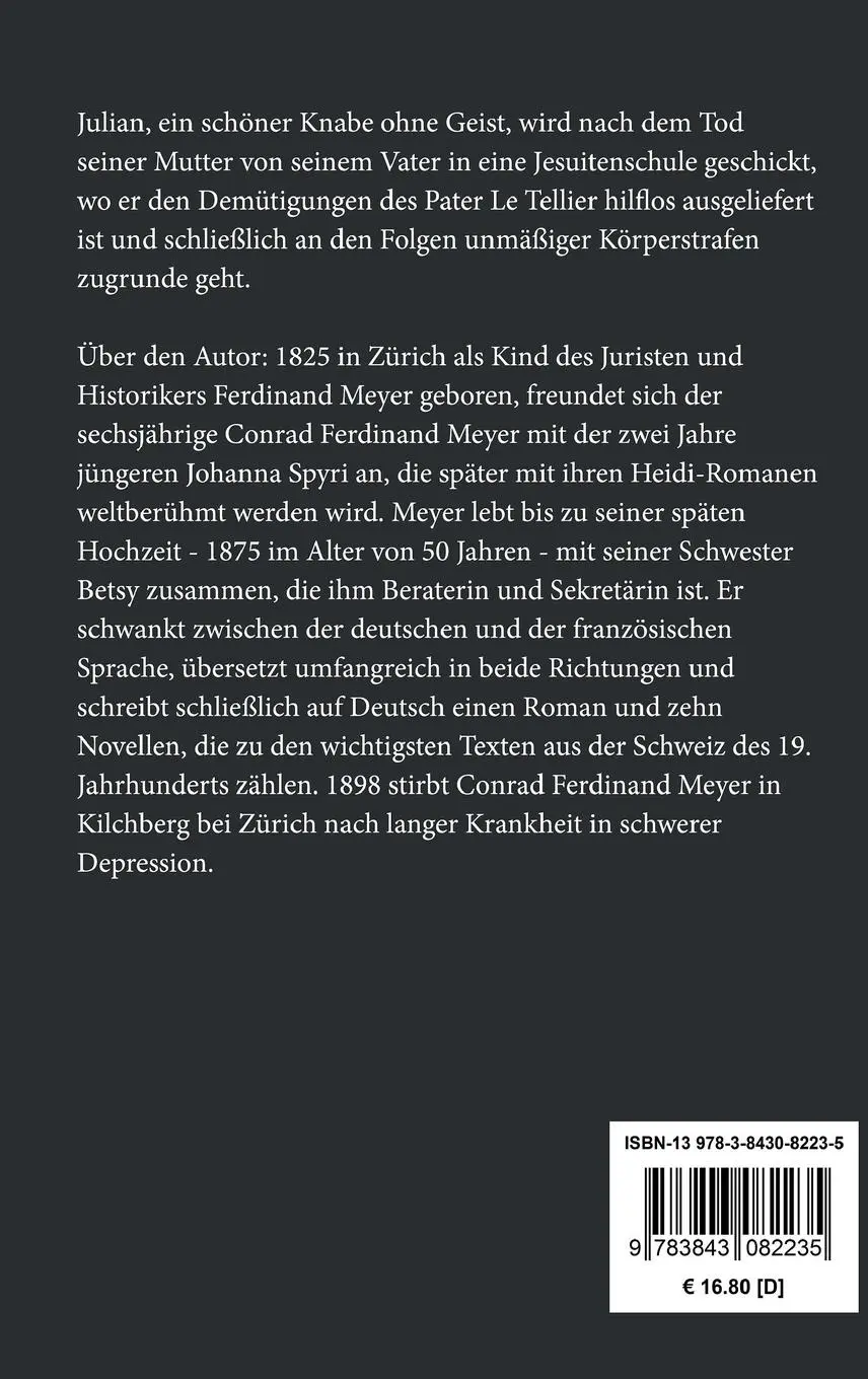 Rückseite: 9783843082235 | Das Leiden eines Knaben | Conrad Ferdinand Meyer | Buch | 56 S. | 2016