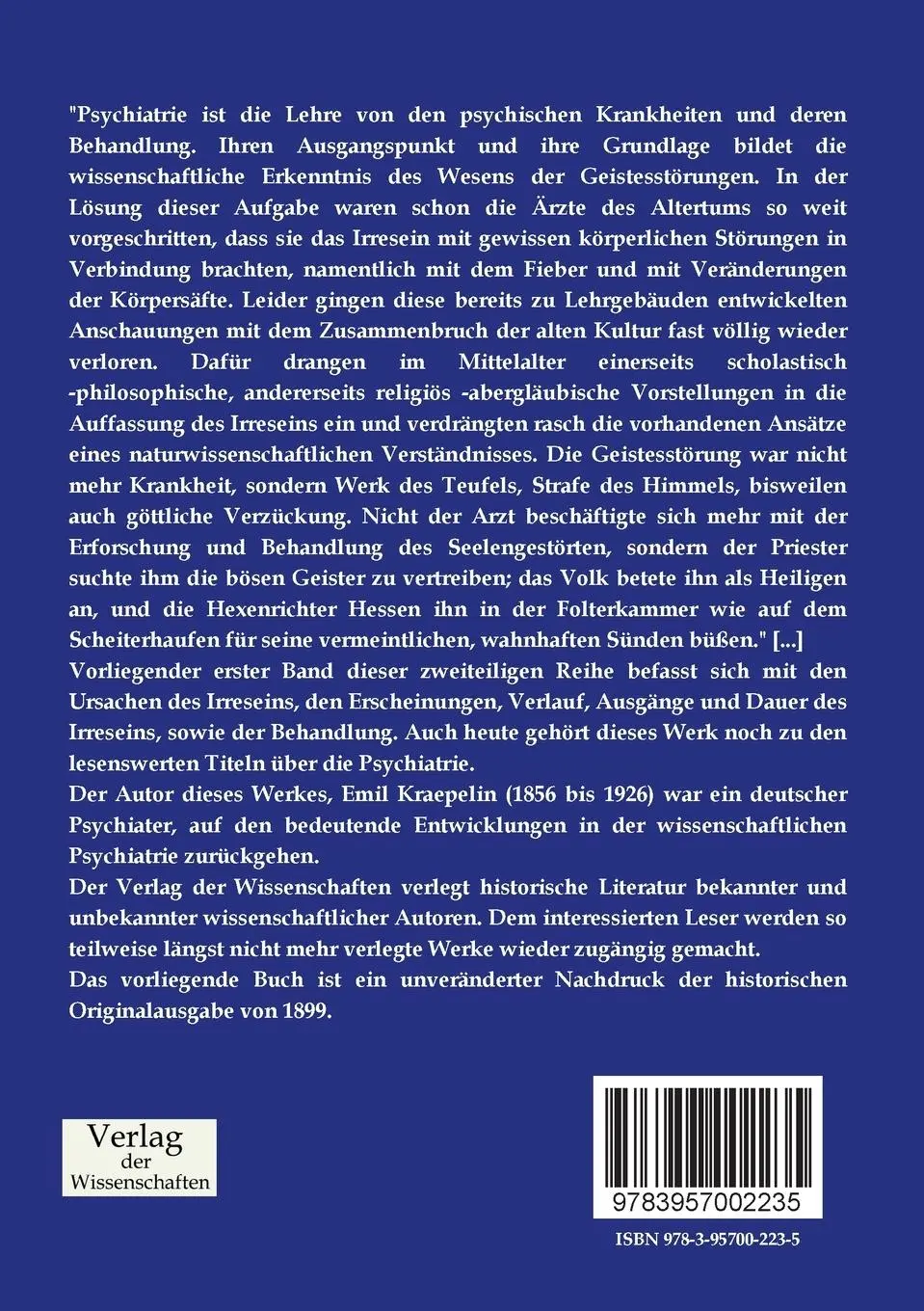 Rückseite: 9783957002235 | Psychiatrie - ein Lehrbuch für Studierende und Ärzte | Erster Band