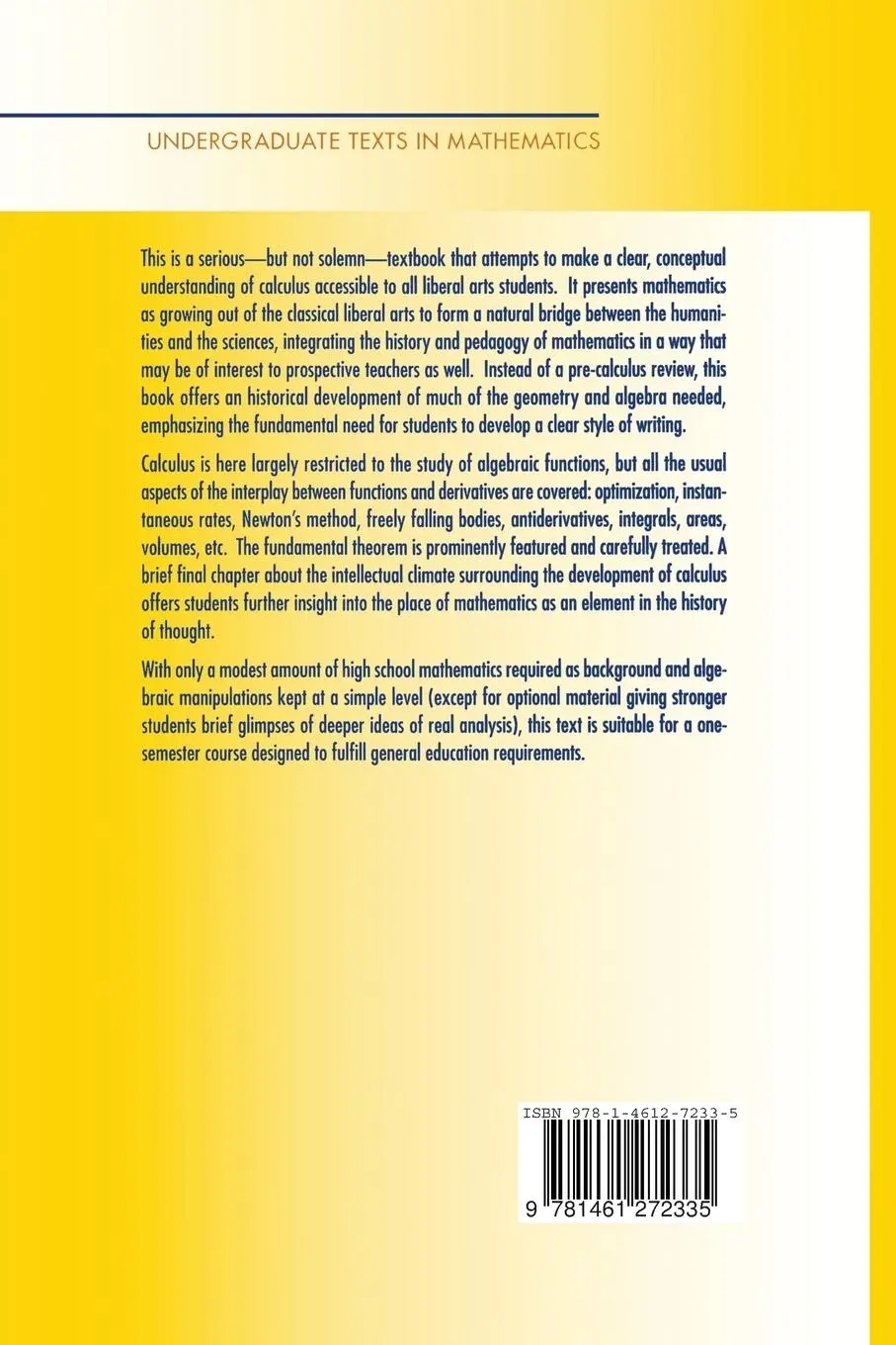 Rückseite: 9781461272335 | Calculus: A Liberal Art | W. M. Priestley | Taschenbuch | xvii | 2012