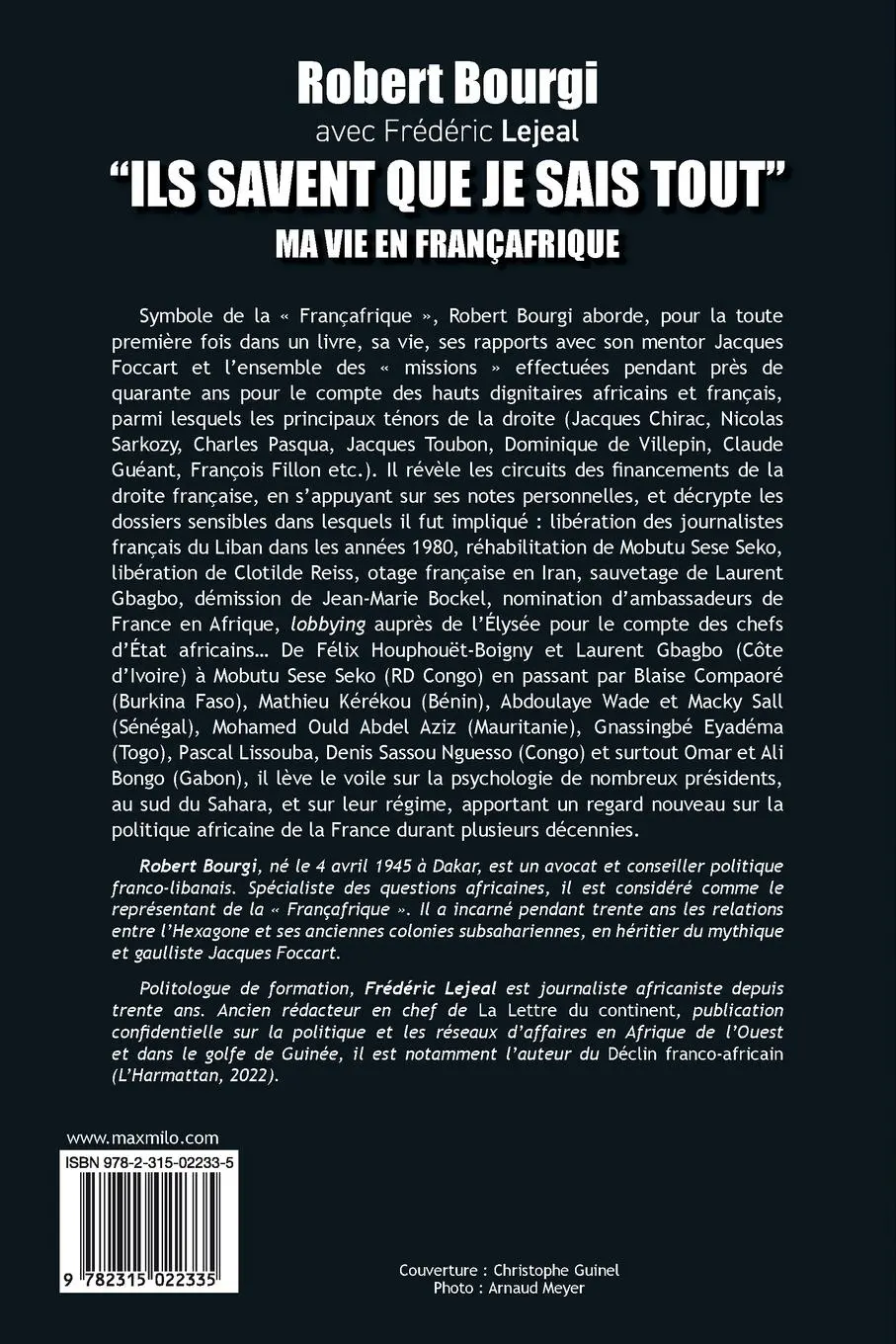 Rückseite: 9782315022335 | "Ils savent que je sais tout" | Ma vie en Françafrique | Taschenbuch