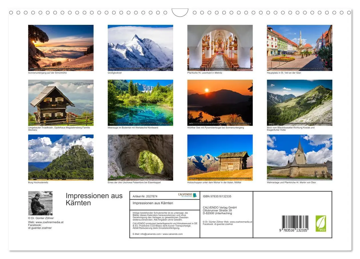 Bild: 9783516132335 | Impressionen aus Kärnten (Wandkalender 2026 DIN A3 quer), CALVENDO...