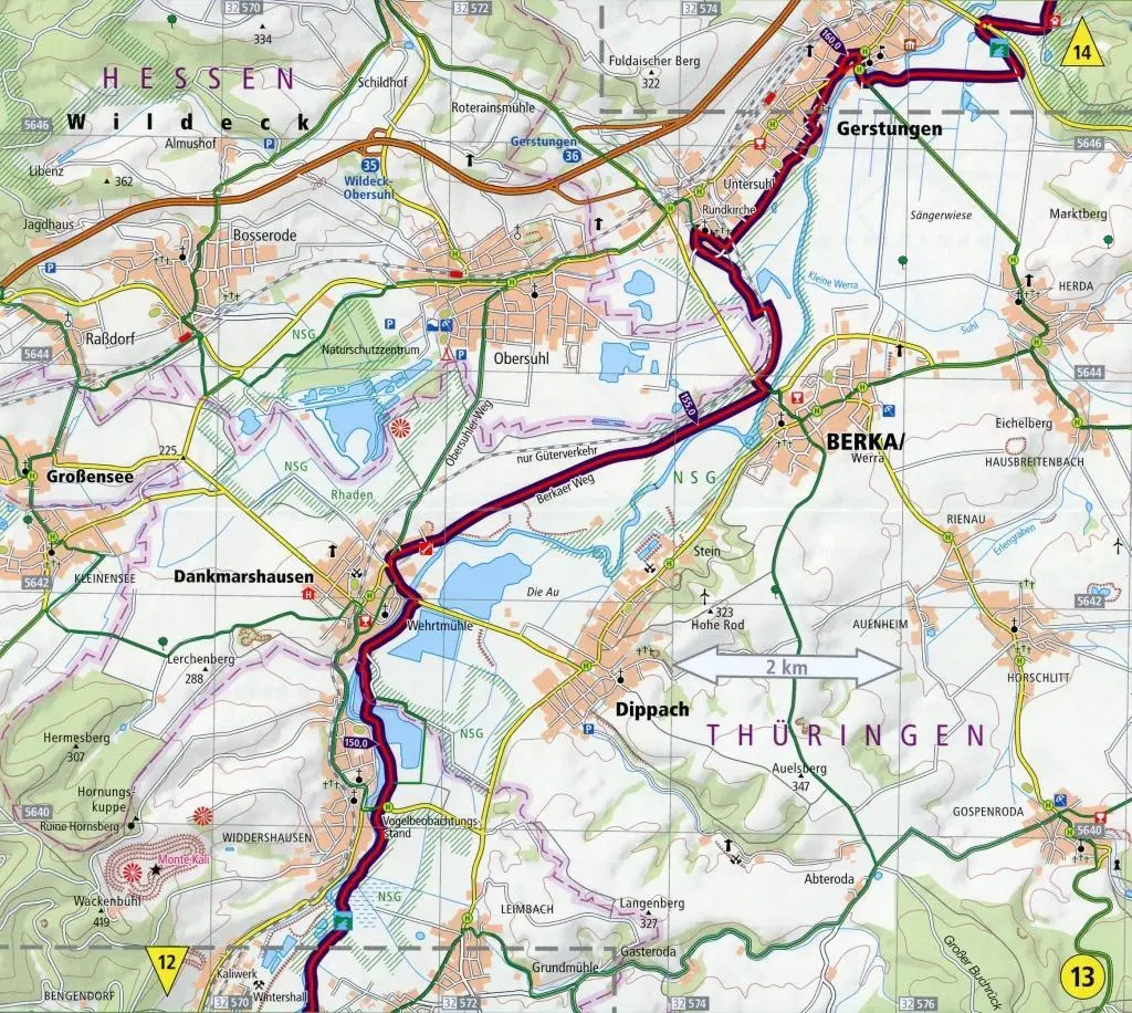 Bild: 9783899202335 | Radwanderkarte Werratal-Radweg, Werraquellen - Hann. Münden 1 : 50 000