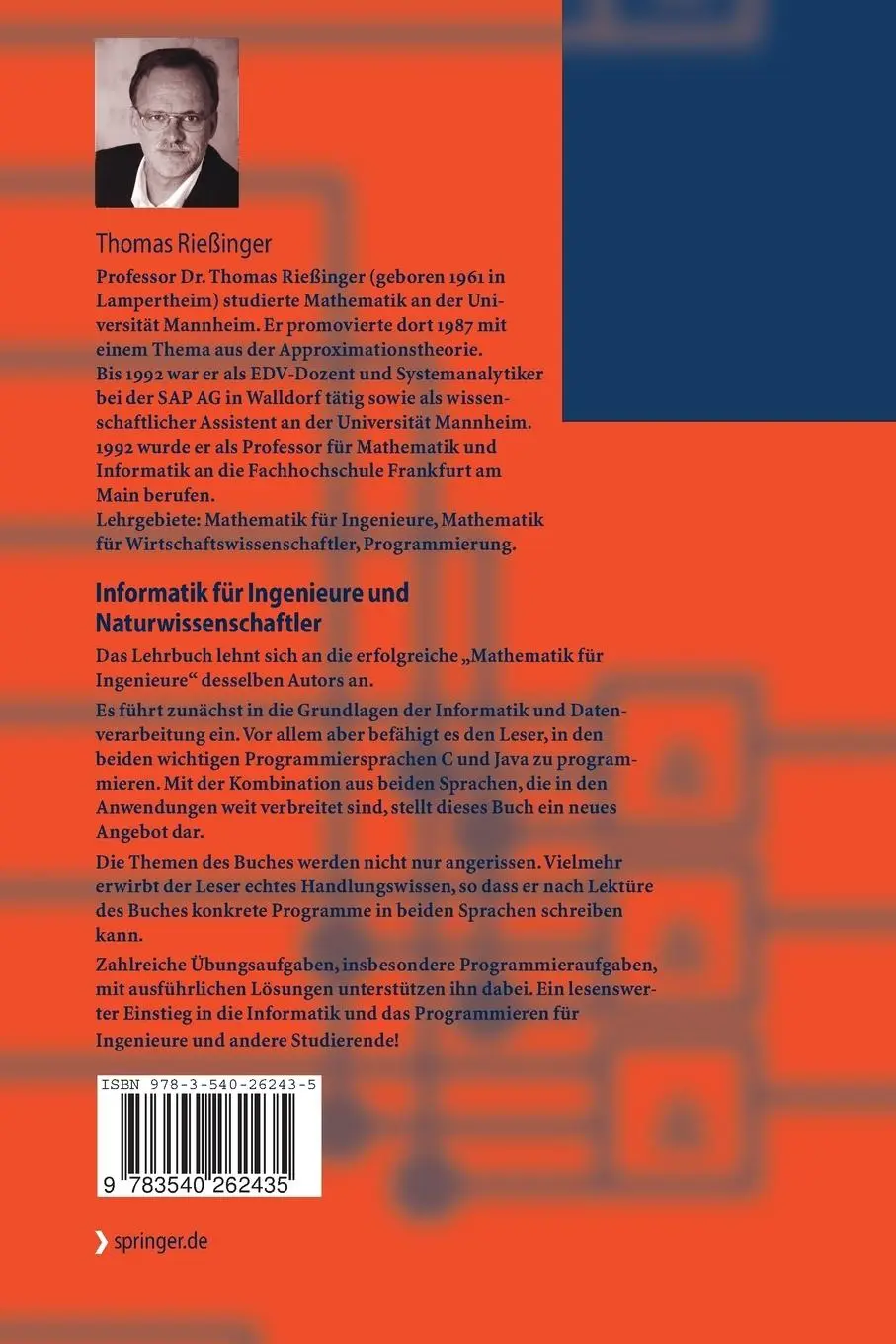 Rückseite: 9783540262435 | Informatik für Ingenieure und Naturwissenschaftler | Thomas Rießinger