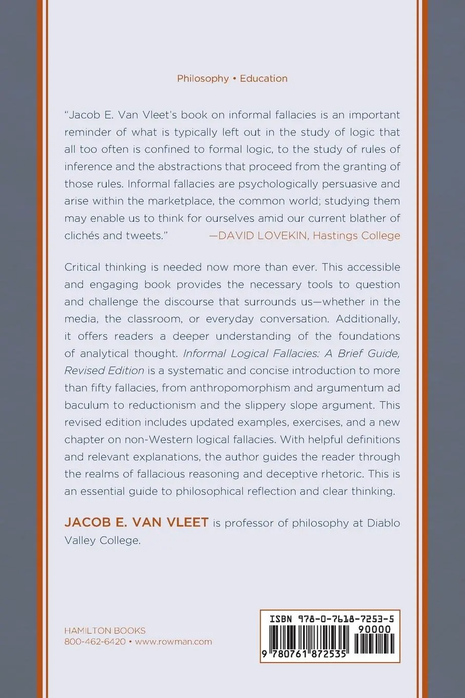 Rückseite: 9780761872535 | Informal Logical Fallacies | A Brief Guide | Jacob E. van Vleet | Buch