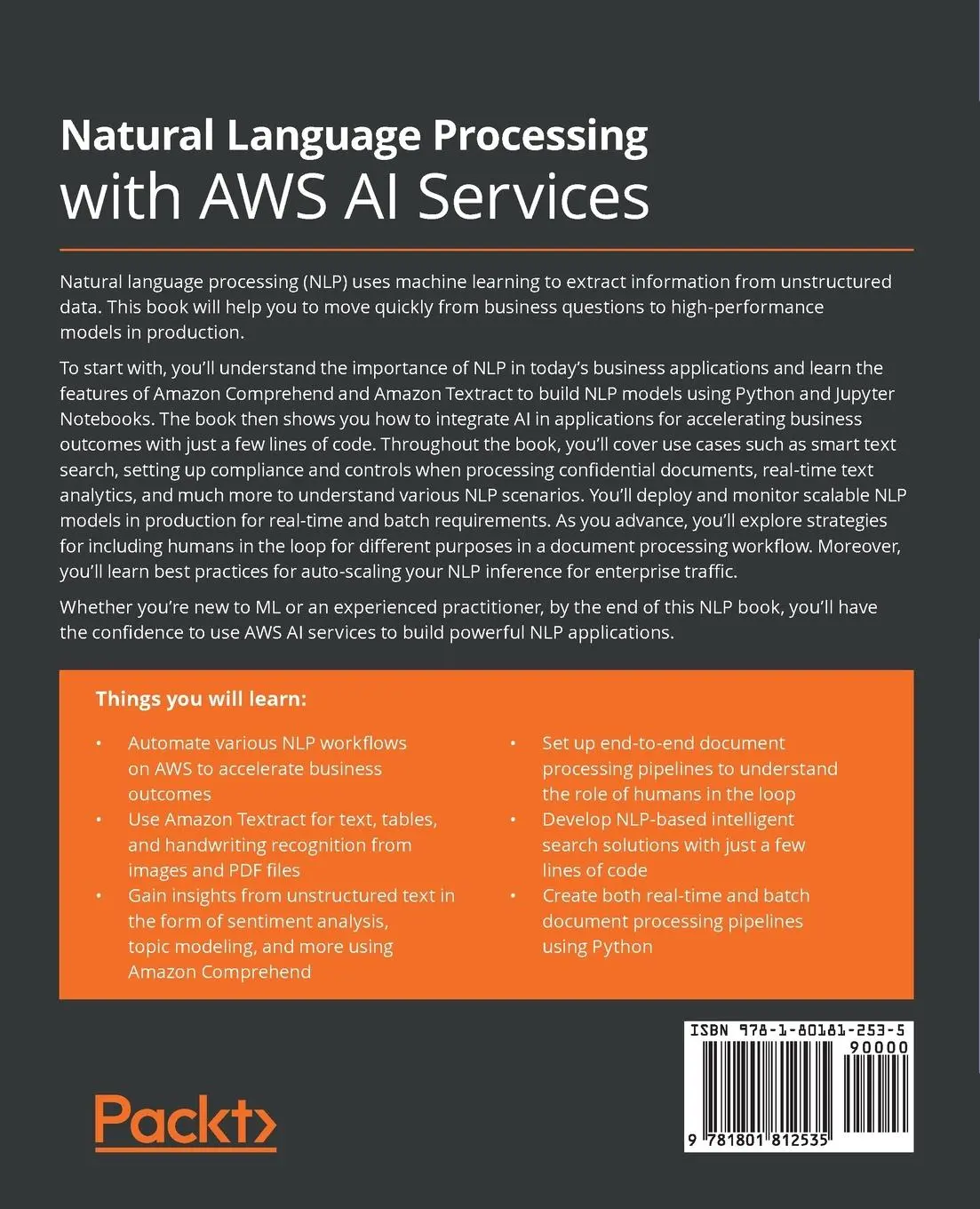 Rückseite: 9781801812535 | Natural Language Processing with AWS AI Services | Mona M (u. a.)