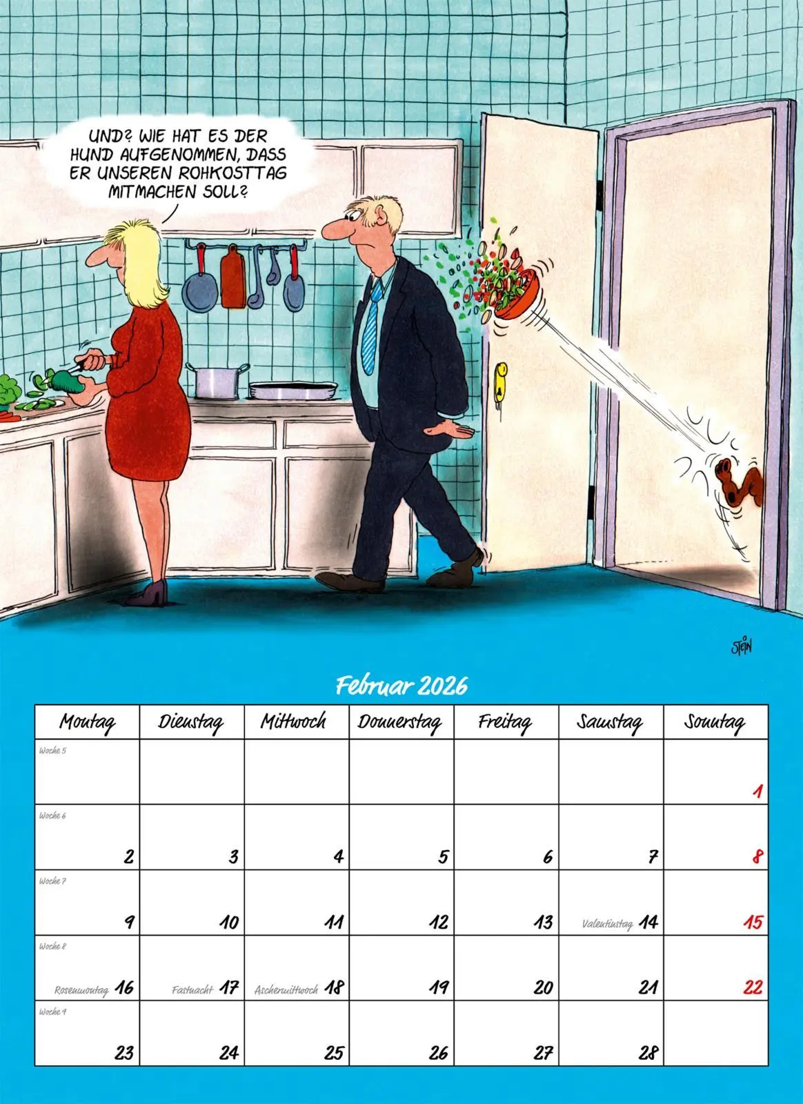 Bild: 9783830322535 | Uli Stein Tierische Zeiten 2026: Monatskalender für die Wand | Stein