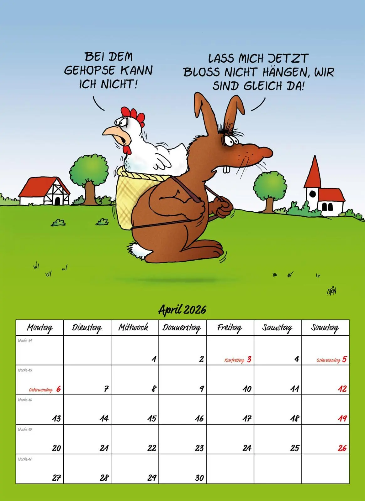 Bild: 9783830322535 | Uli Stein Tierische Zeiten 2026: Monatskalender für die Wand | Stein