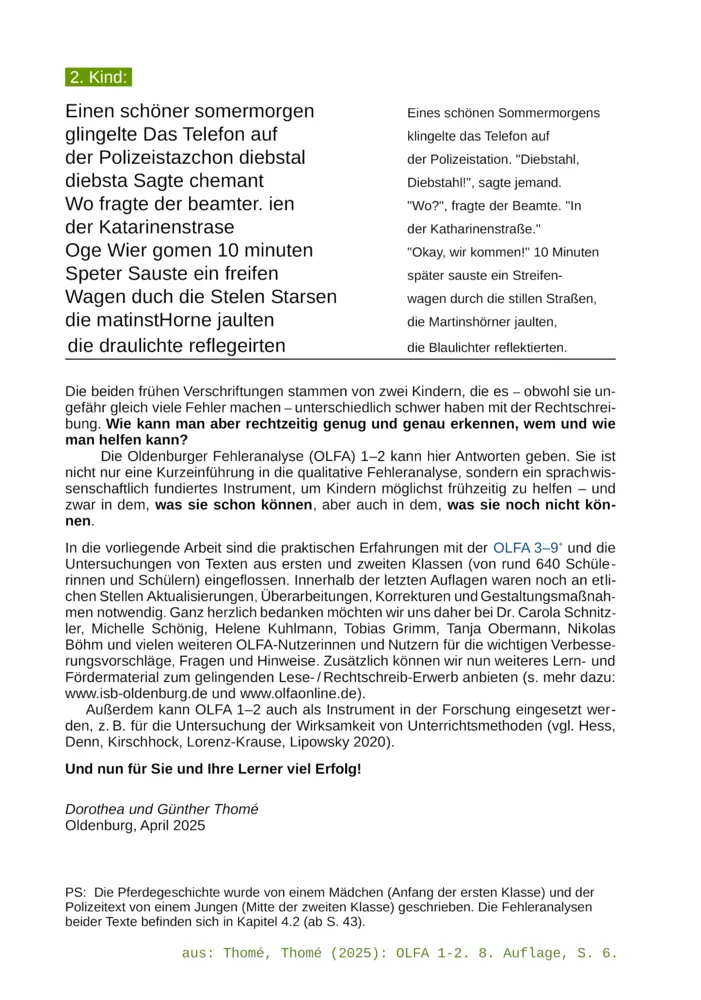 Bild: 9783942122535 | OLFA 1-2: Oldenburger Fehleranalyse für die Klassen 1 und 2. | Buch