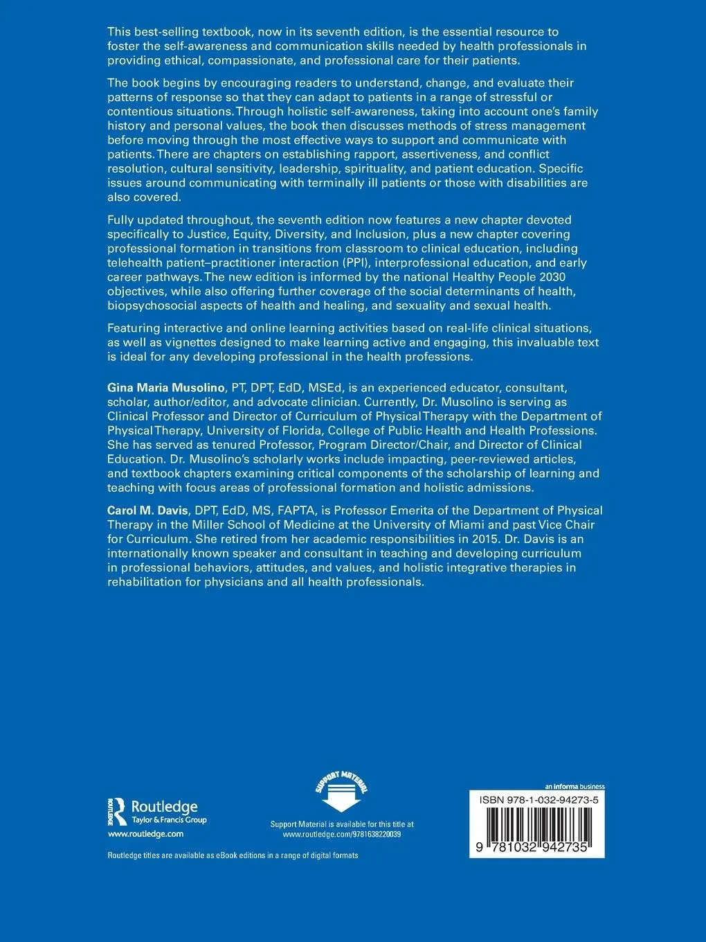 Rückseite: 9781032942735 | Davis's Patient-Practitioner Interaction | Carol M. Davis (u. a.)