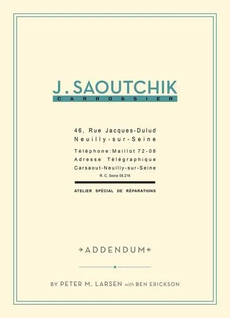 Cover: 9781854432735 | J. Saoutchik Carrossier | Addendum Volume 1 | Peter M Larsen (u. a.)