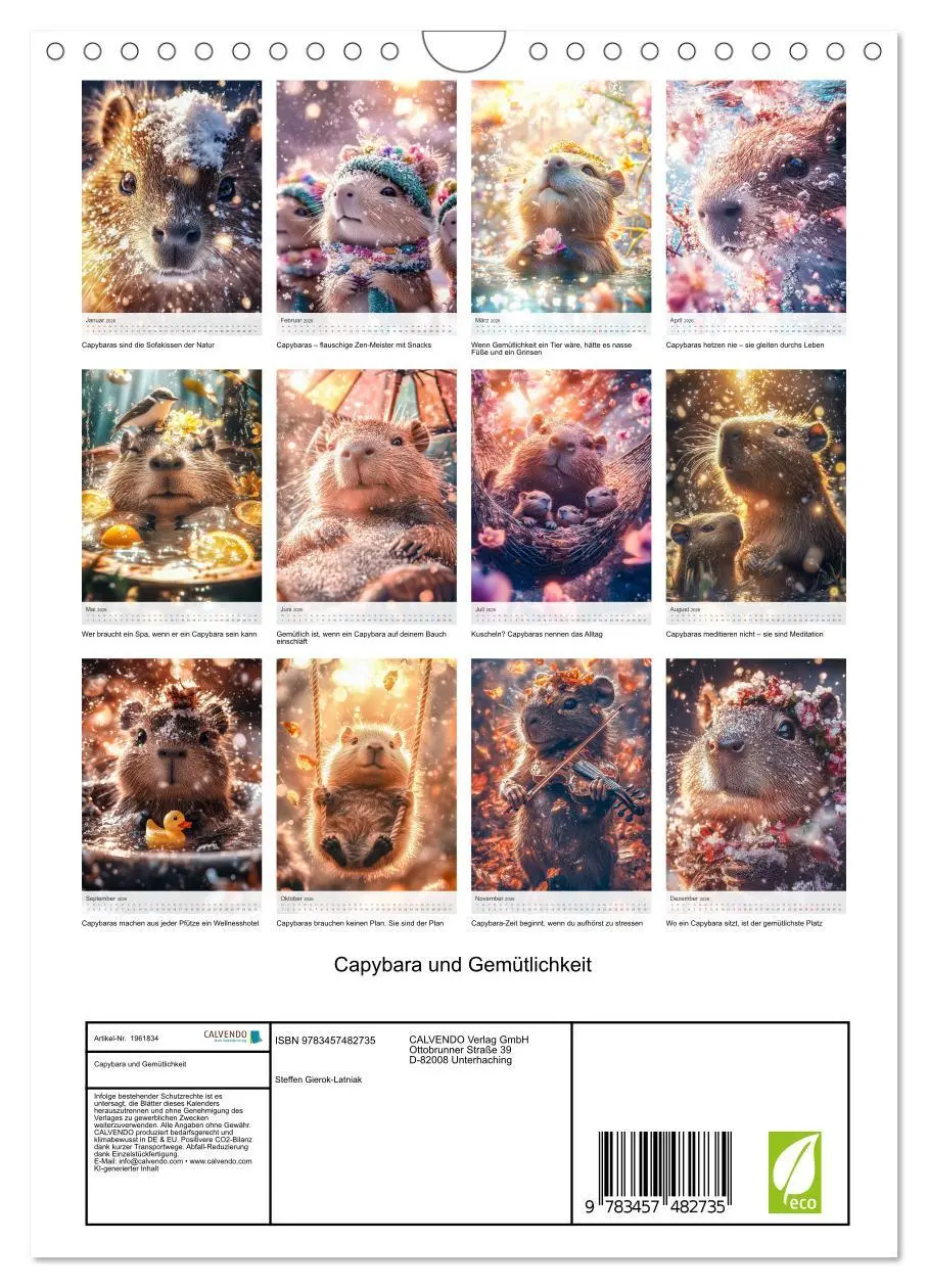 Bild: 9783457482735 | Capybara und Gemütlichkeit (Wandkalender 2026 DIN A4 hoch),...