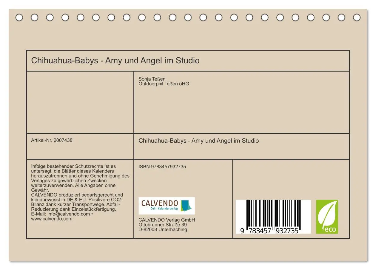 Bild: 9783457932735 | Chihuahua-Babys - Amy und Angel im Studio (Tischkalender 2026 DIN...